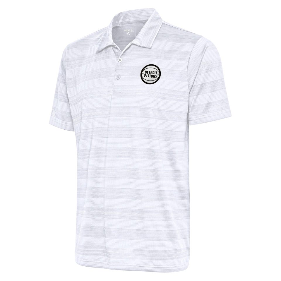 Bamboo Space-Saving Men's Antigua White Detroit Pistons Metallic Logo Compass Polo