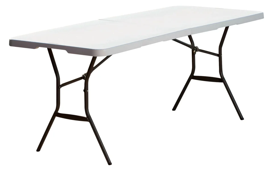 Thickened Lightweight 6 ft. Rectangle Commercial Fold-In-Half Table - White