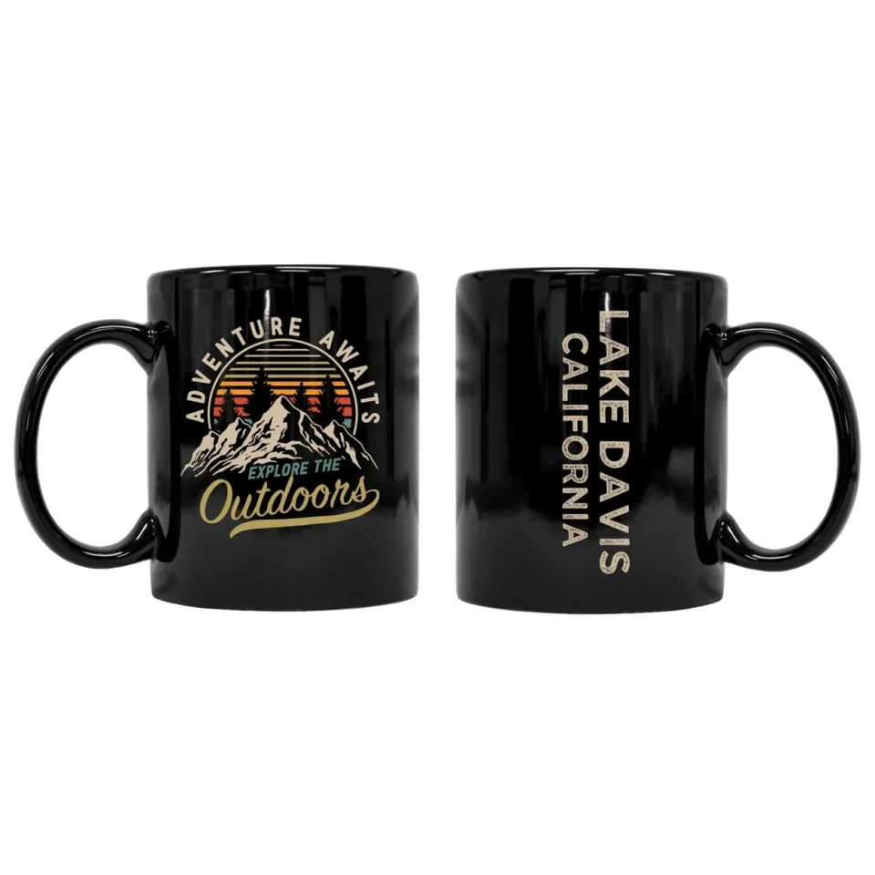 Dining Lake Davis California Souvenir Adventure Awaits 8 oz Coffee Mug 2-Pack