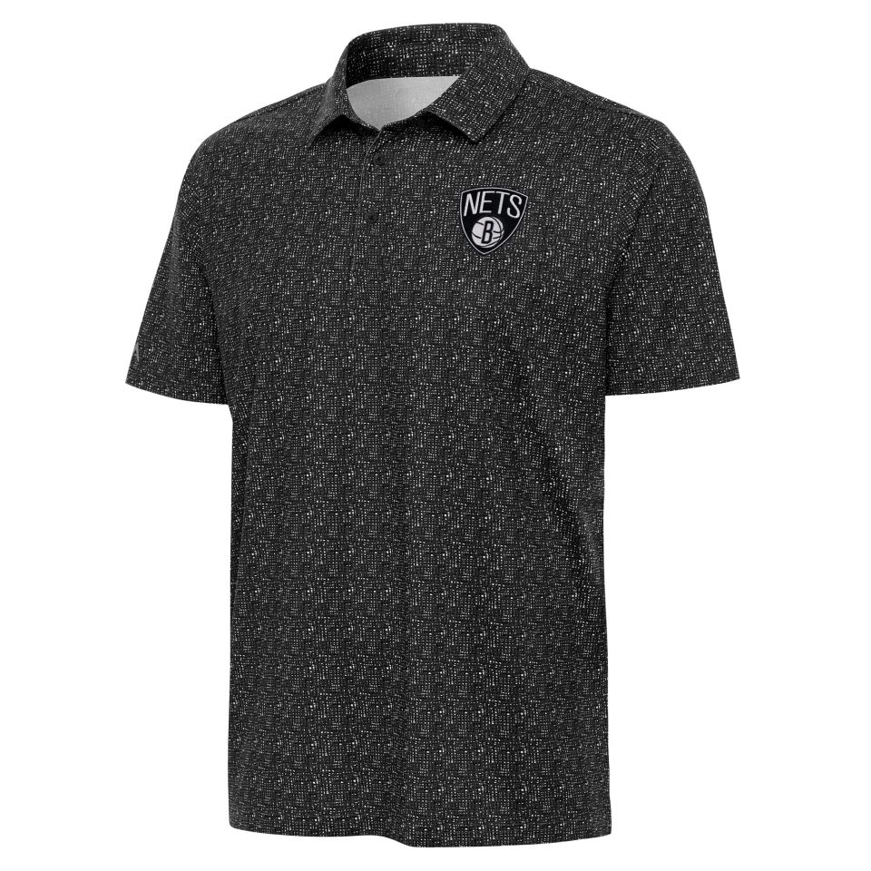 Storage Men's Antigua Black Brooklyn Nets Figment Polo