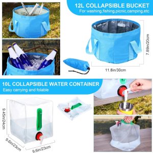 Thickened Gift-Ready Camping Cookware Set. Gejoy 42 Pcs Camping Cookware Mess Kit. Non Stick Lightweight Pots Pan Kettle. Collapsible Water Container and Bucket