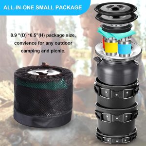 Thickened Gift-Ready Camping Cookware Set. Gejoy 42 Pcs Camping Cookware Mess Kit. Non Stick Lightweight Pots Pan Kettle. Collapsible Water Container and Bucket