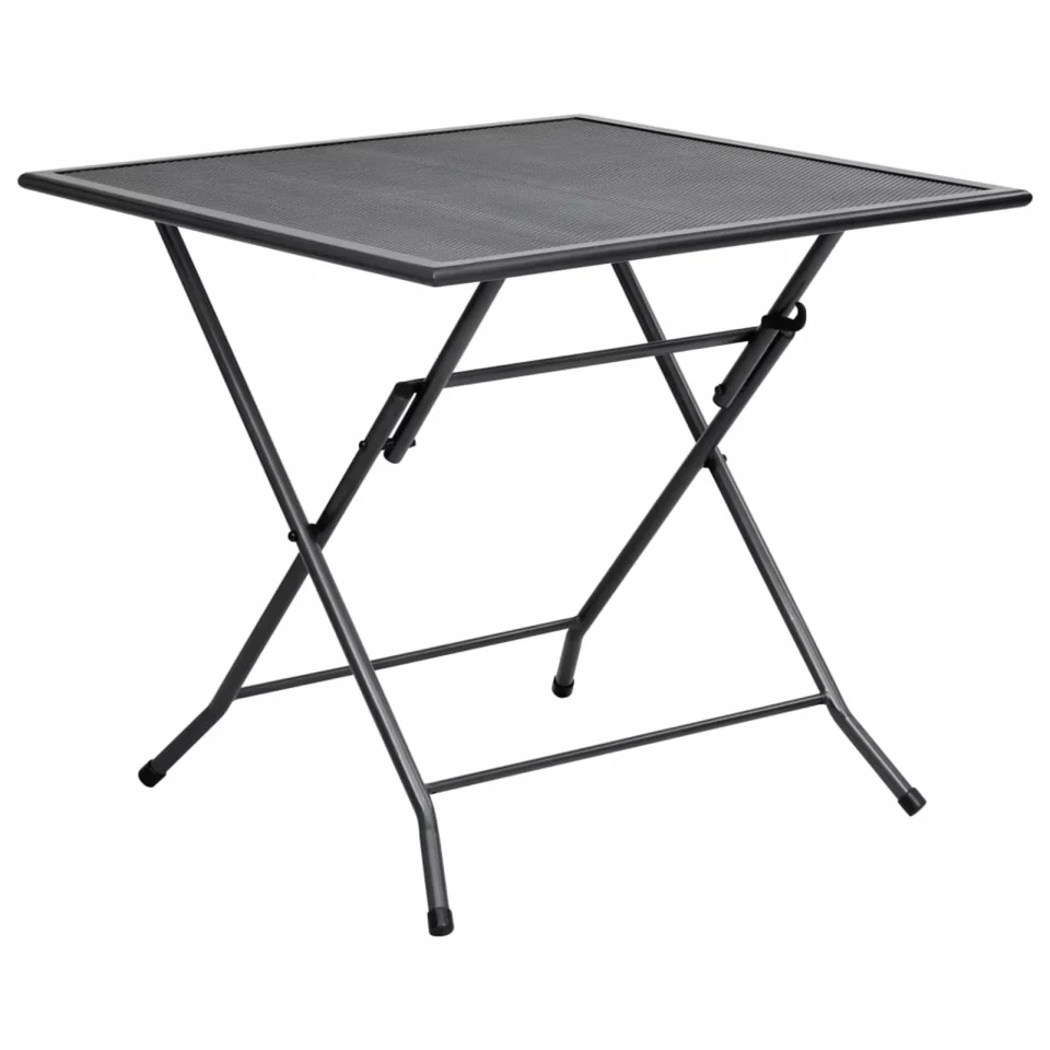 Core Lightweight moobody Folding Dining Table Portable Steel Camping Mesh Table for Garden, Balcony, Backyard, Dining Room Indoor Furniture Anthracite 31.5 x 31.5 x 28.3 Inches (L x W x H)