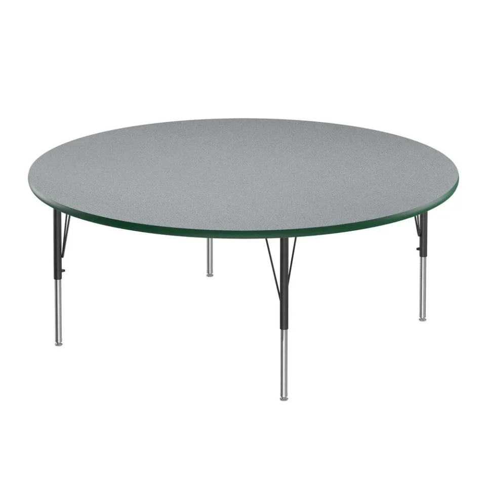 Lightweight Correll Inc. Deluxe High-Pressure Top Activity Tables 60x60, ROUND, GRAY GRANITE BLACK/CHROME