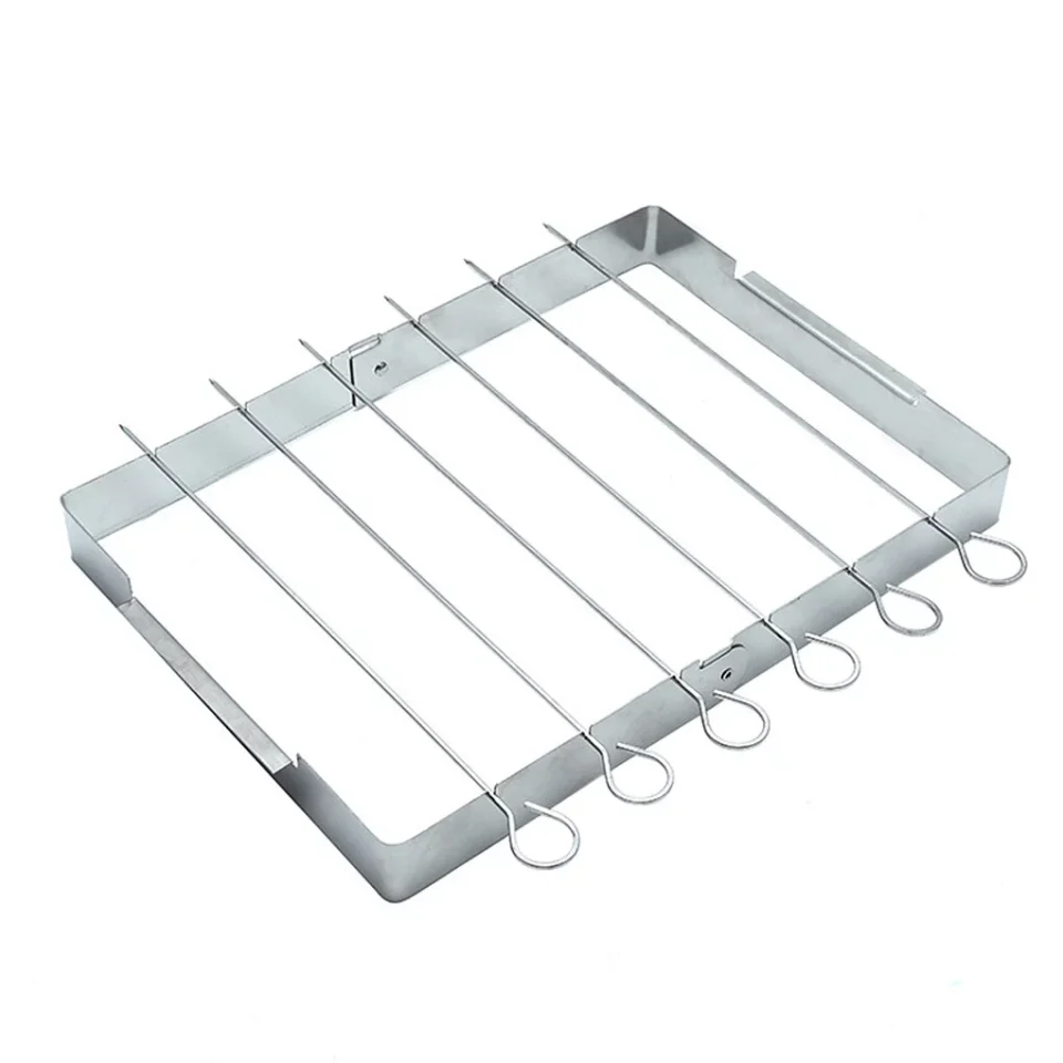 Prime Office Rinhoo BBQ Skewer Rack Stainless Steel Barbecue Skewer Set Detachable Grill Picnic Holder for Outdoor