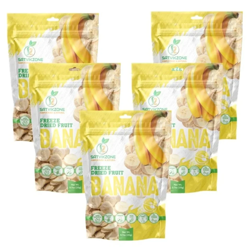 Premium Stainless Steel Freeze Dried Banana, 100% Natural, Ready-to-Eat Fruit Snack, Vegan, Non GMO, No added Sugars