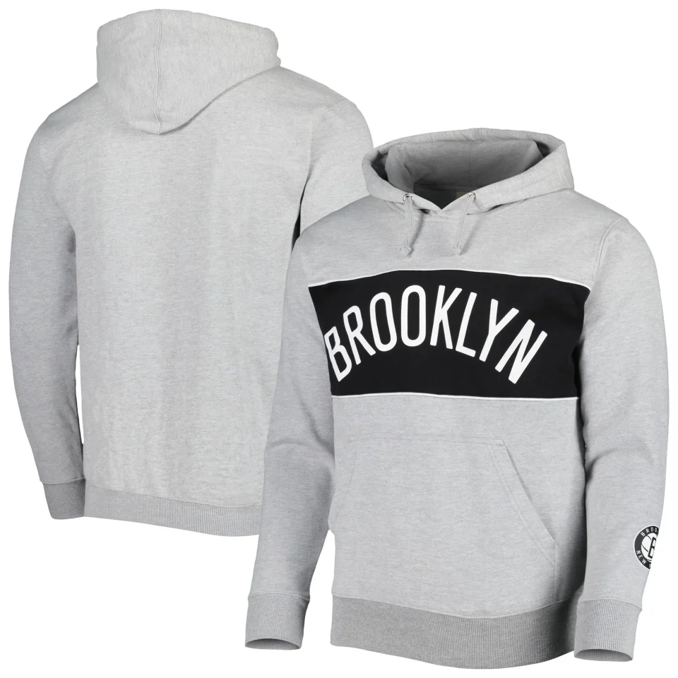Select Core Men's Fanatics Branded Heather Gray Brooklyn Nets Wordmark French Terry Pullover Hoodie