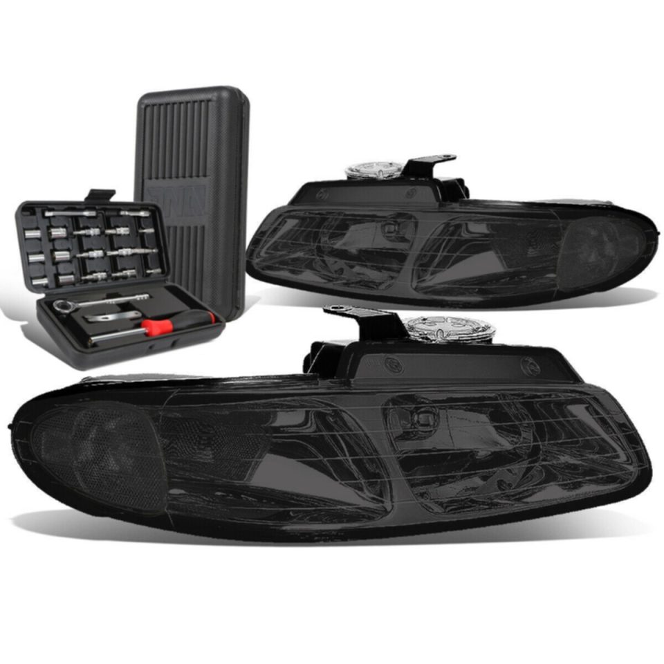 Polished Storage 1996-2000 Grand Caravan Grand Voyager Smoked/Clear Signal Headlight+Tool Box