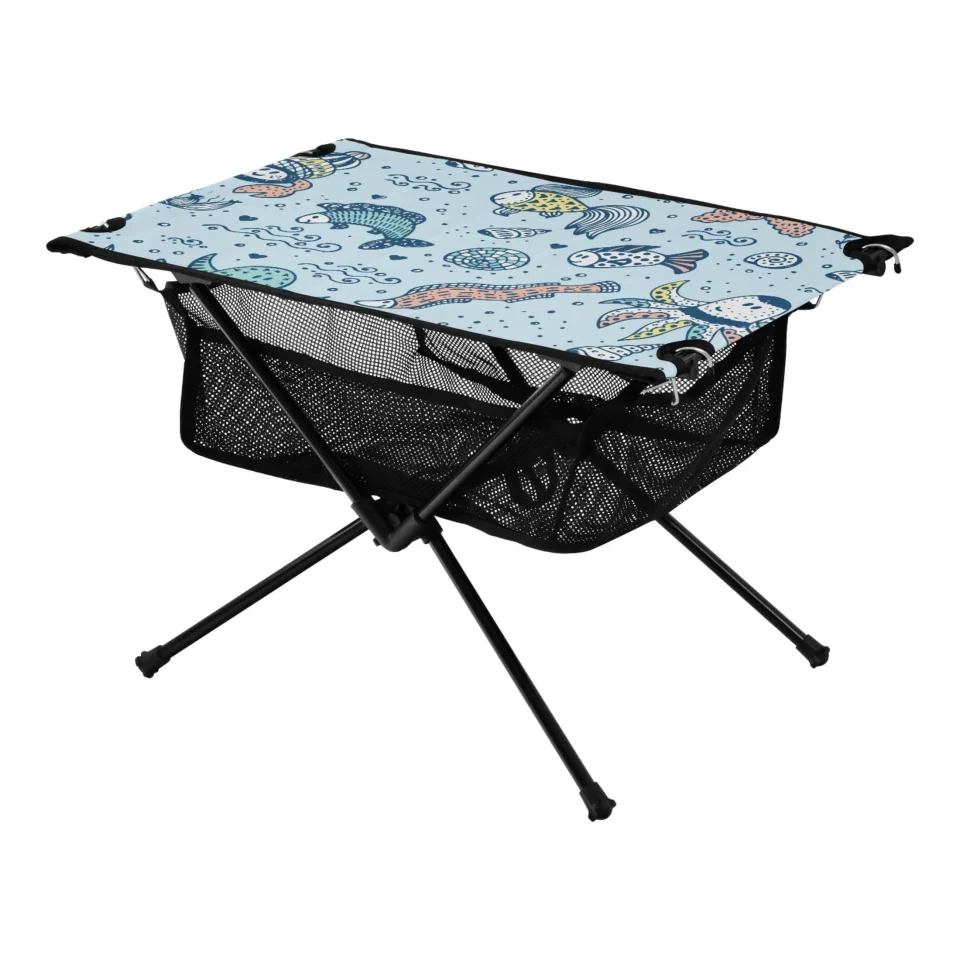 Cooking Long-Lasting Fish Octopu Crab Starfish Camping Foldable Portable Table Beach Table with Storage Bag Compact Picnic Table for Outdoor Hiking Fishing BBQ