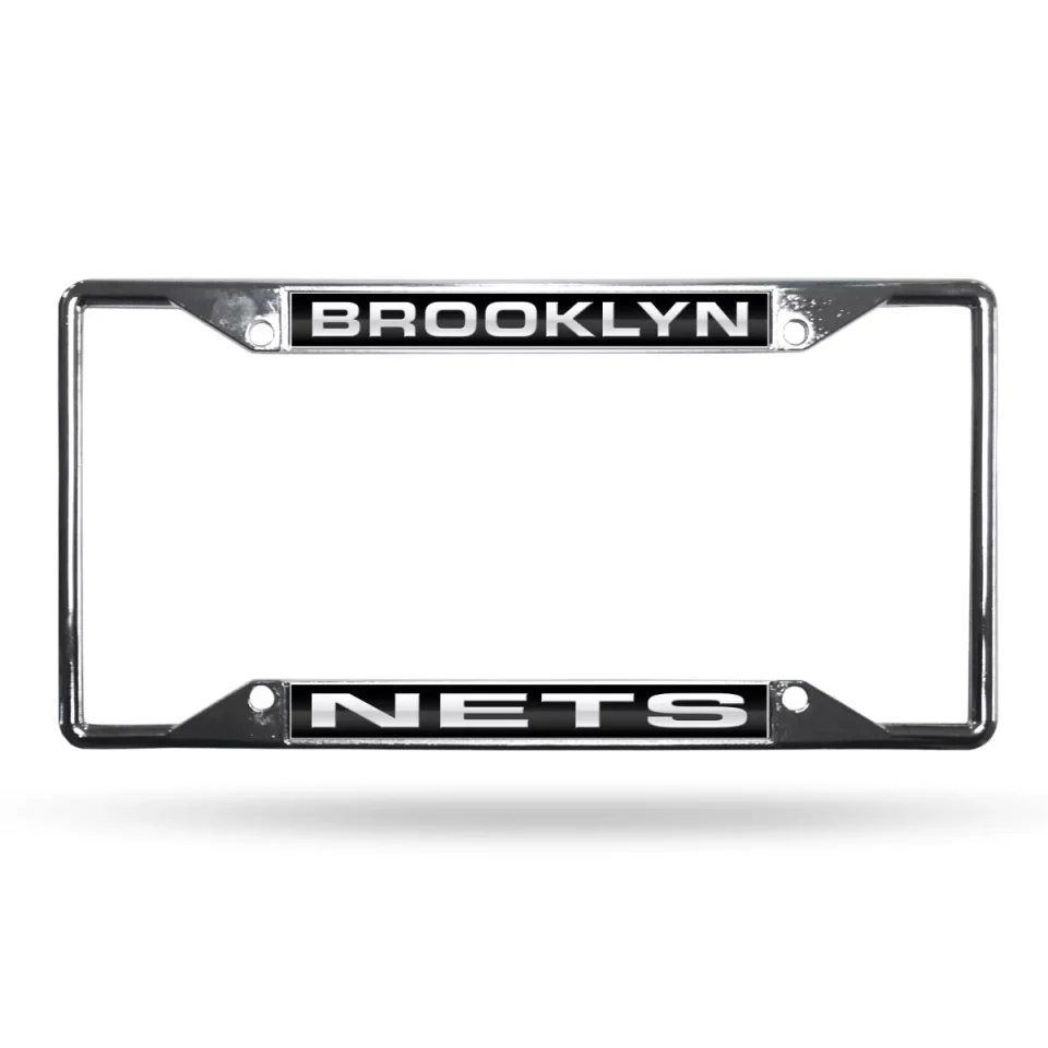Eco-Friendly Brooklyn NBA Nets All Corner EZ View Chrome Metal Laser Cut License Plate Frame