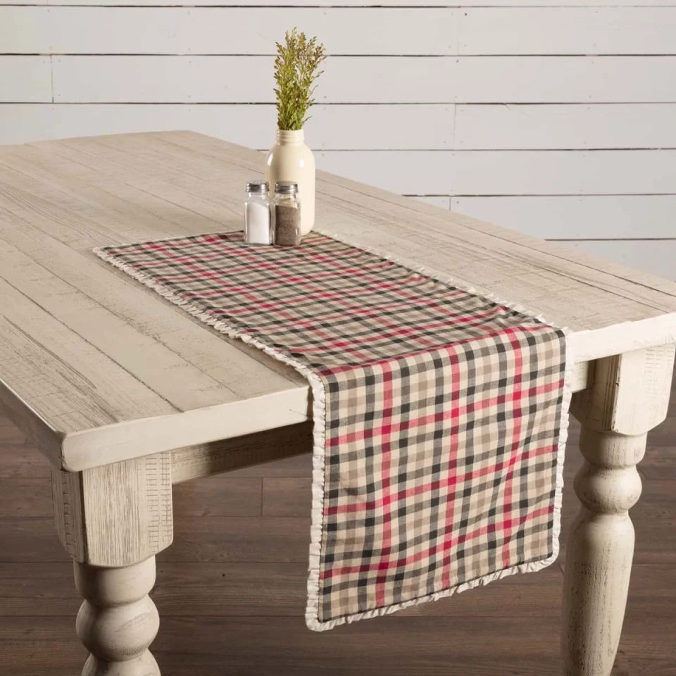 Prime Portable VHC Brands Farmhouse Holiday Tabletop & Kitchen-Hollis White Runner, 13x36