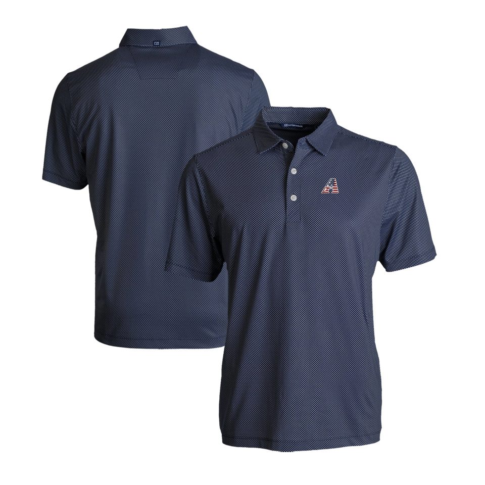 BPA-Free Gift-Ready Men's Cutter & Buck Navy/White Arizona Diamondbacks Stars & Stripes Big & Tall Pike Eco Symmetry Print Stretch Recycled
