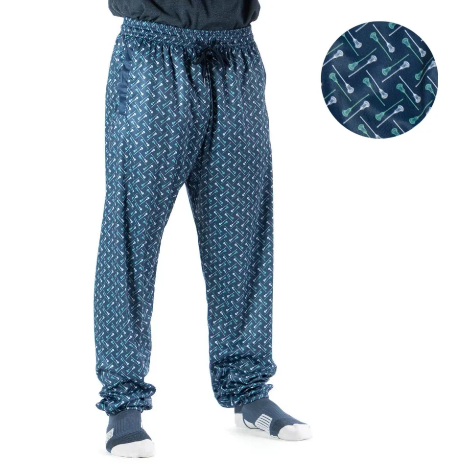 Lightweight Guys Lacrosse Lounge Pants | Lacrosse Stick Herringbone | Adult Small Navy