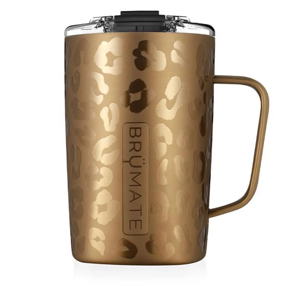 Clear BruMate Toddy 16 oz Gold Leopard BPA Free Vacuum Insulated Mug