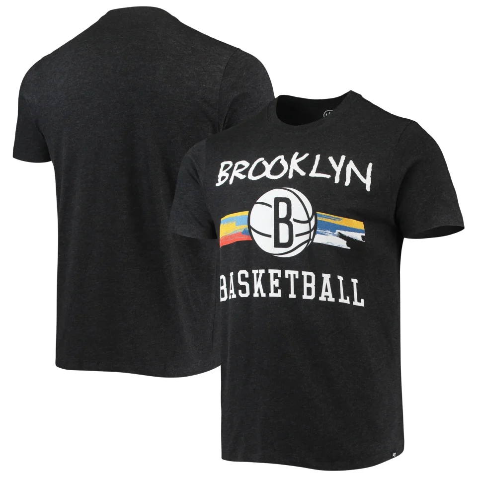 Food-Grade Long-Lasting Men's '47 Black Brooklyn Nets City Edition Club T-Shirt