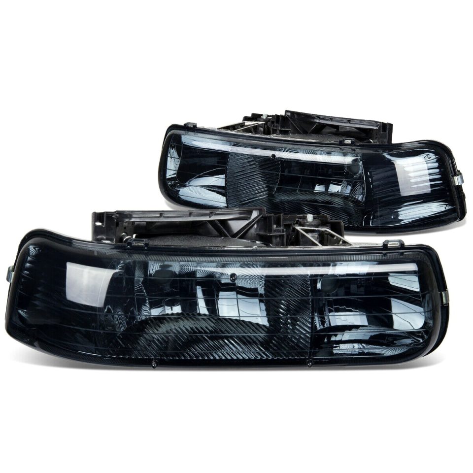 Travel 1999-2002 Chevy Silverado Pair Chrome Housing Smoked Lens Headlight/Lamp Set
