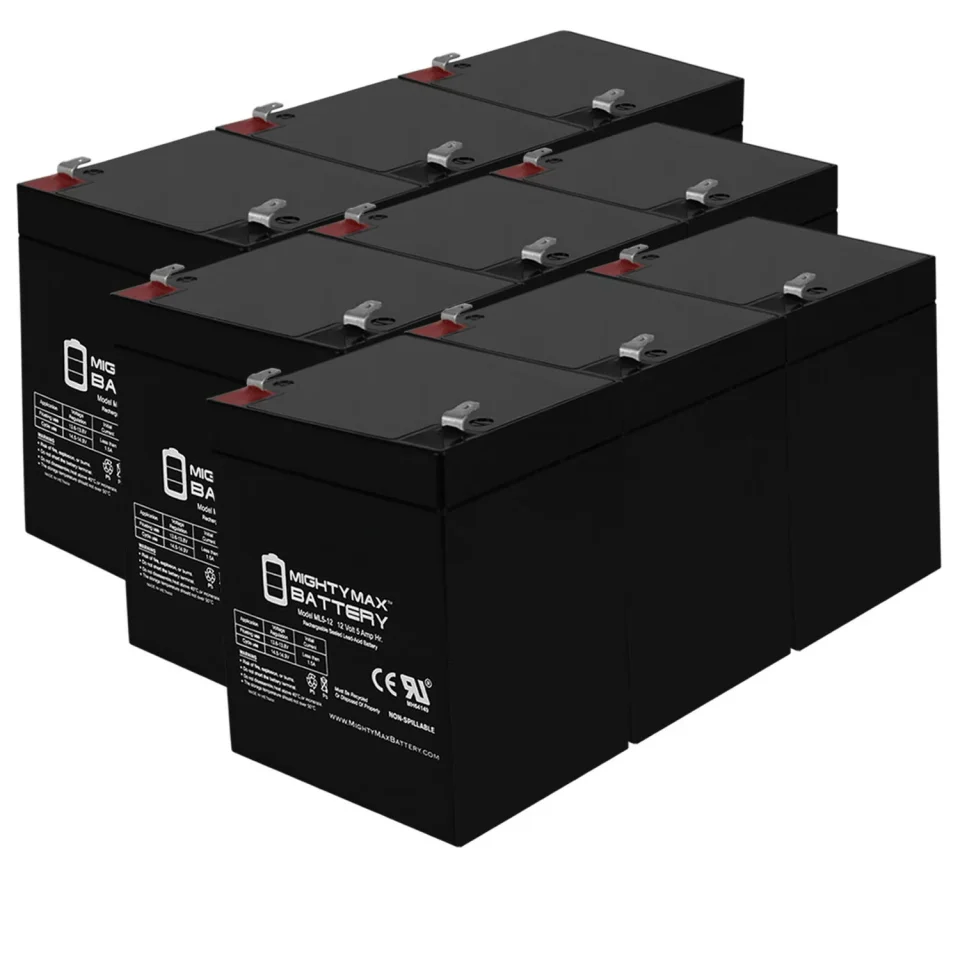 Lightweight Long-Lasting 12V 5AH SLA Battery Replaces Suncast Hose Reel PW100, PWC150 - 9 Pack
