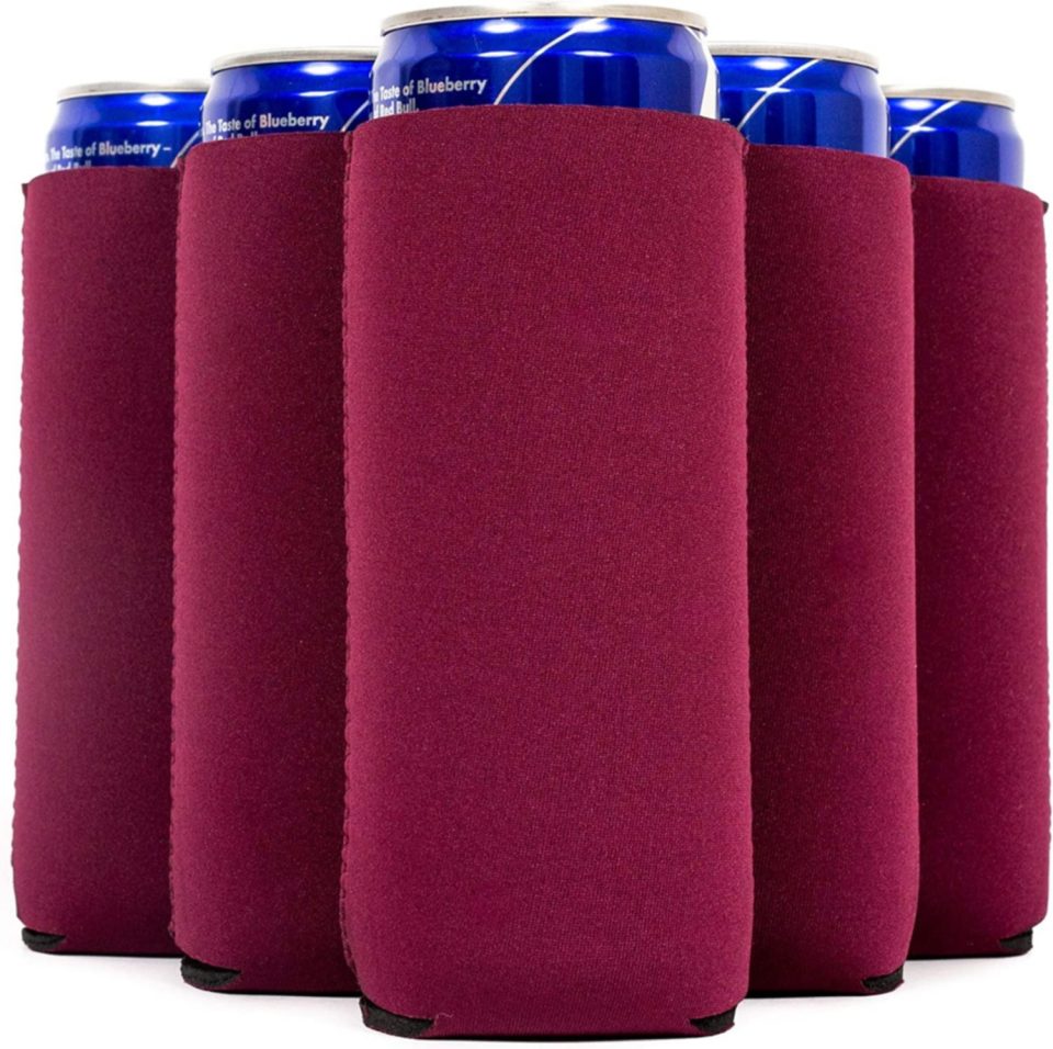 Ultimate QualityPerfection Slim Can Cooler Sleeves (12 Pack) Insulated, Beer/Energy Drink Blank Skinny 12oz High Quality 4mm Neoprene Can Holders Beverage, Thermocoolers for Sublimation Vinyl, DTF(Burgundy) Burgundy 12 Pack