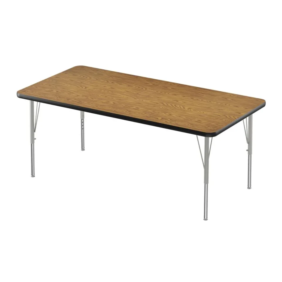 Non-Toxic Correll Inc. Deluxe High-Pressure Top Activity Tables 30x48, RECTANGULAR MEDIUM OAK SILVER MIST