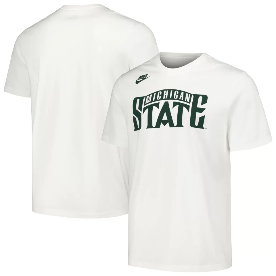 Home Men's Nike White Michigan State Spartans Basketball Retro 2-Hit T-Shirt