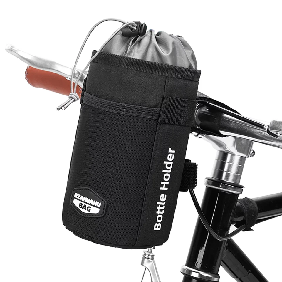 Frosted RZAHUAHU Bike Water Bottle Holder Bag Insulated Handlebar Drink/Beverage Storage Cooler Bag Pannier for Bike Motorcycle Baby Stroller