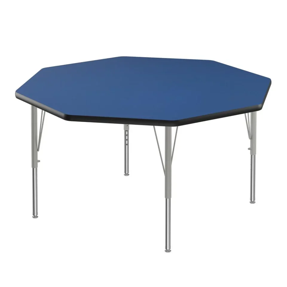 Cast Iron Dining Correll Inc. Deluxe High-Pressure Top Activity Tables, 48x48 OCTAGONAL BLUE, SILVER MIST