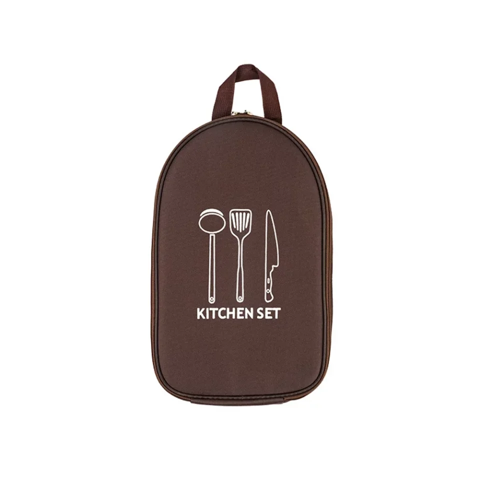 Versatile Portable Camping Cookware Organizer - Oxford Fabric Kitchen Utensil Storage Bag for Travel Tableware Pouch