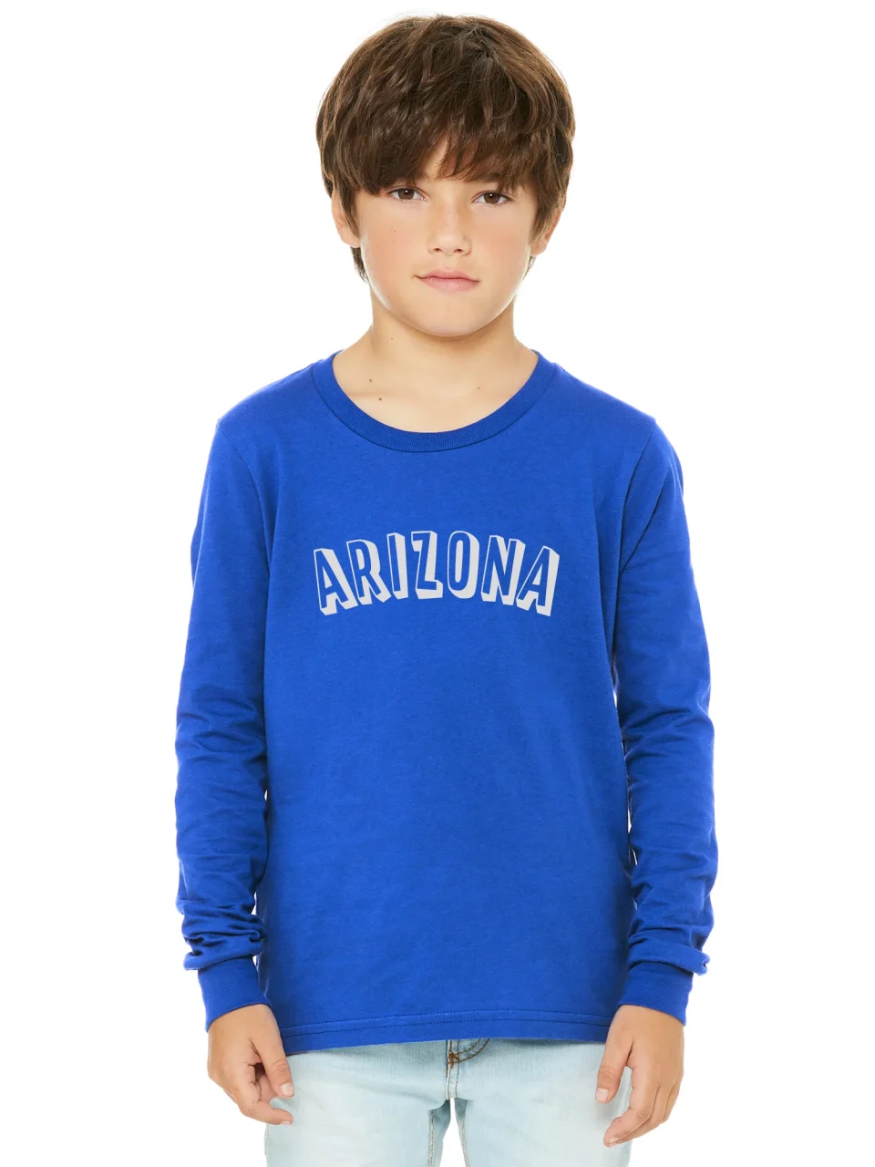 Premium Lightweight Daxton Youth Long Sleeve Arizona Basic Tshirt - Royal White, X-Large