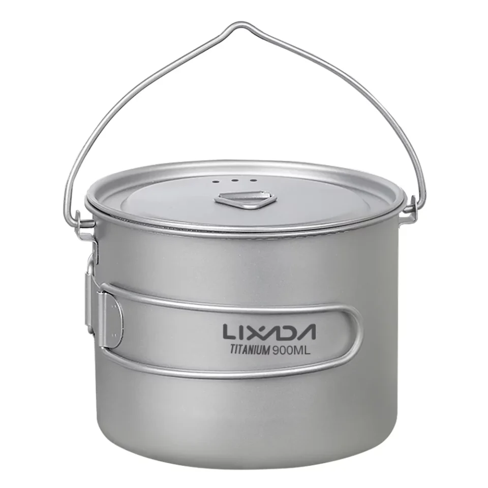 Select Lixada 750ml900ml1100ml Ultralight Titanium Pot Water Mug Cup with Lid and Foldable Handle Outdoor Camping Cooking Picnic