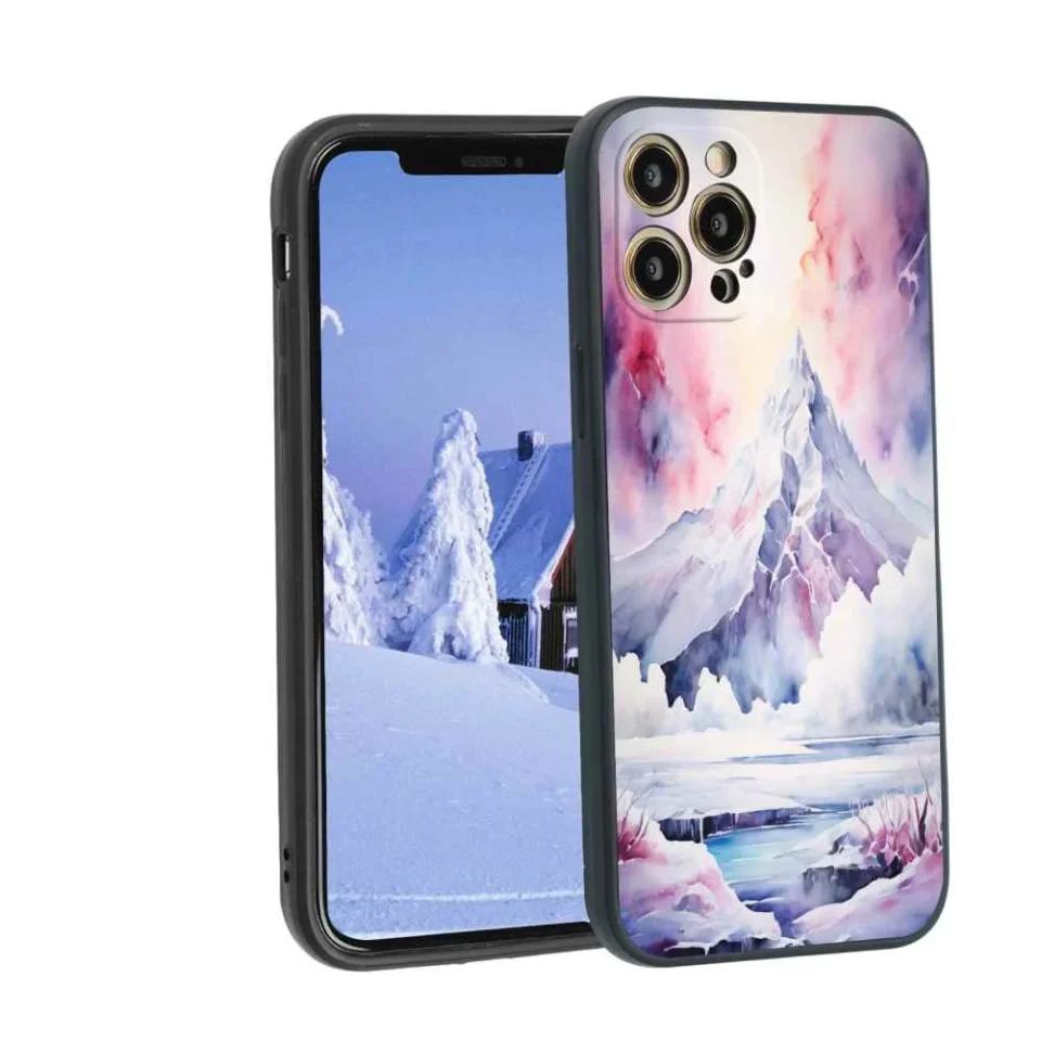 BPA-Free Cleaning frozen-volcano-landscape phone case for iPhone 12 Pro Max for Women Men Gifts,Soft silicone Style Shockproof - frozen-volcano-landscape Case for iPhone 12 Pro Max