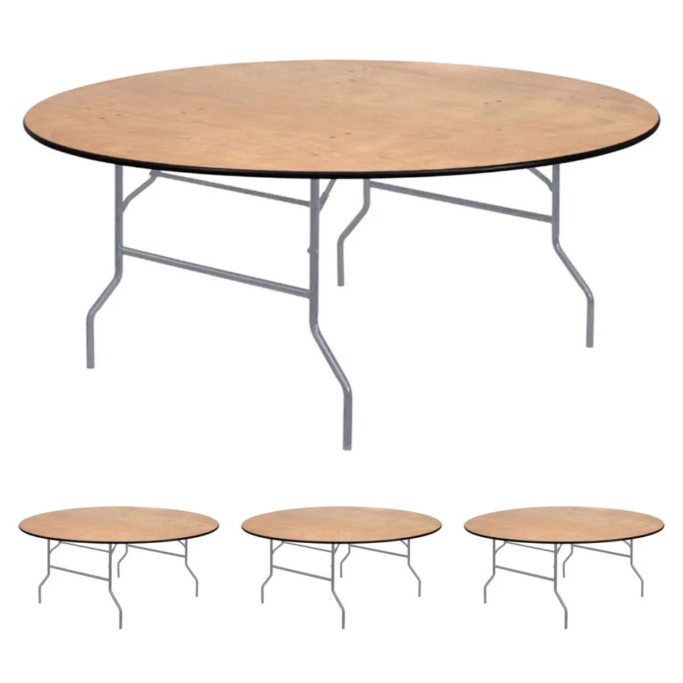 Select TentandTable Round Wooden Folding Banquet Office Tables, 60 in, 4 Pack