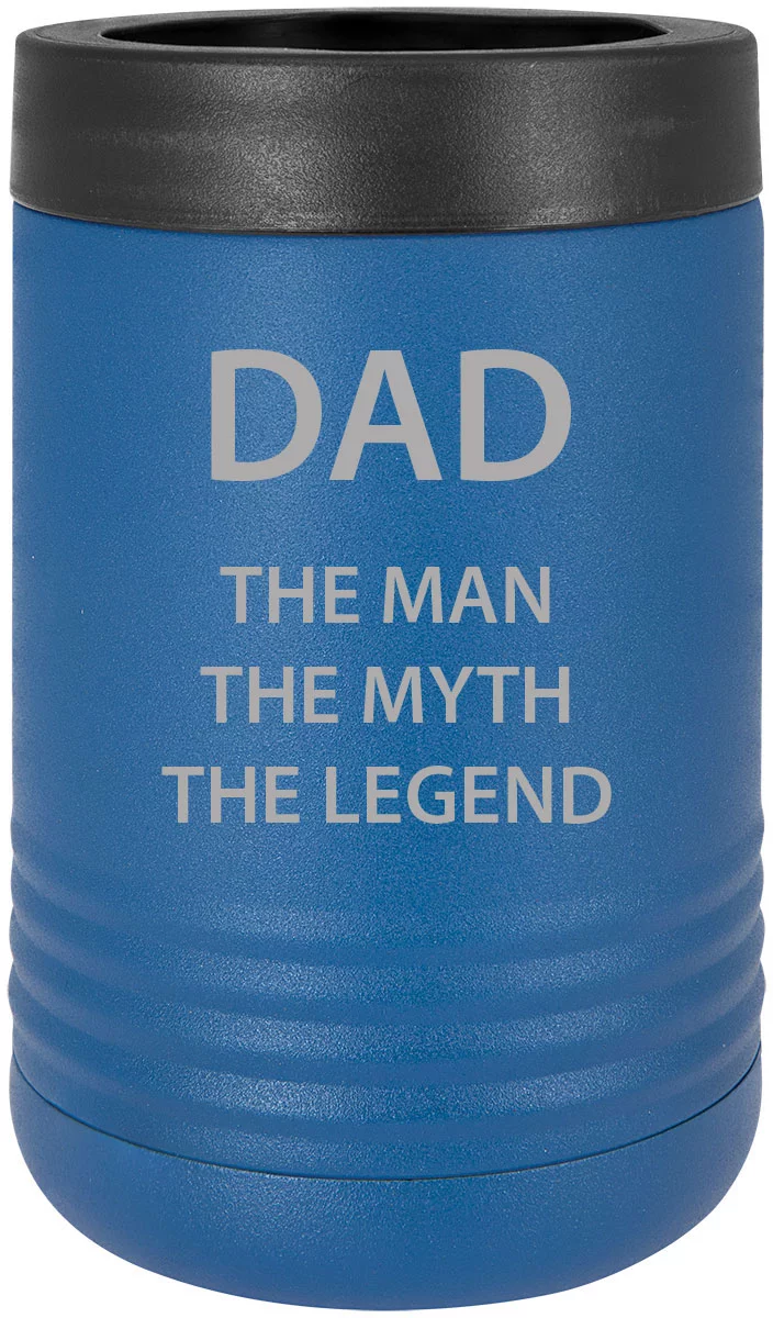 Baking Dad - The Man The Myth The Legend - Stainless Steel Engraved Insulated Beer Beverage Holder Can Cooler, Blue