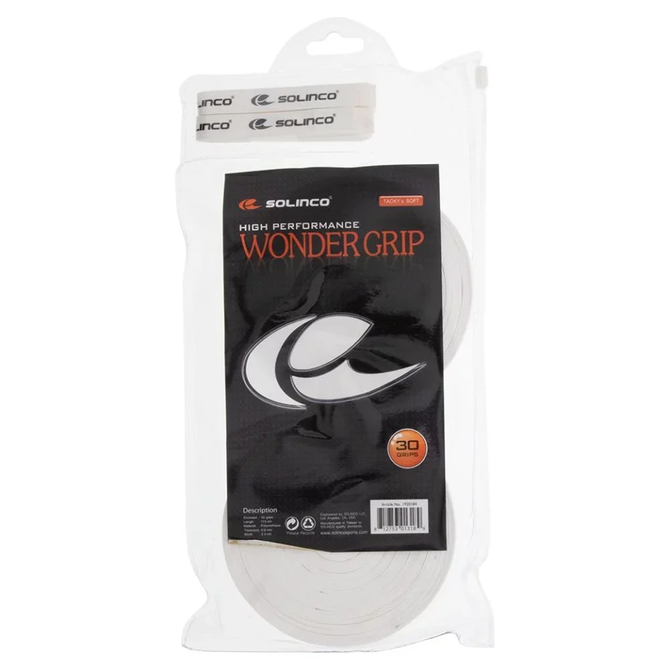 BPA-Free Popular Solinco Wonder Tacky Tennis Over Grip White 30 Pack ( )