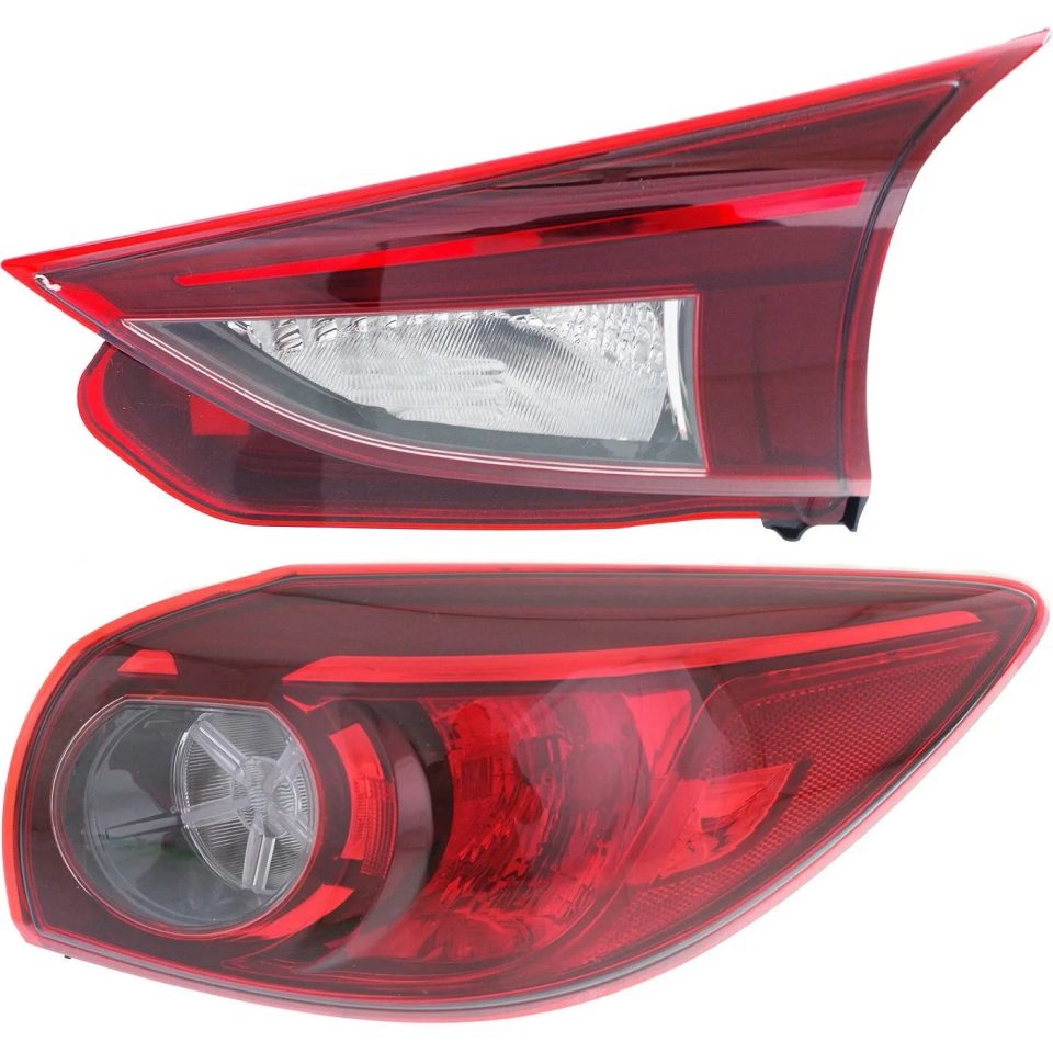 Space-Saving Leak-Proof Tail Light Set For 2014-2018 Mazda 3 3 Sport Right Outer Clear/Red Halogen CAPA