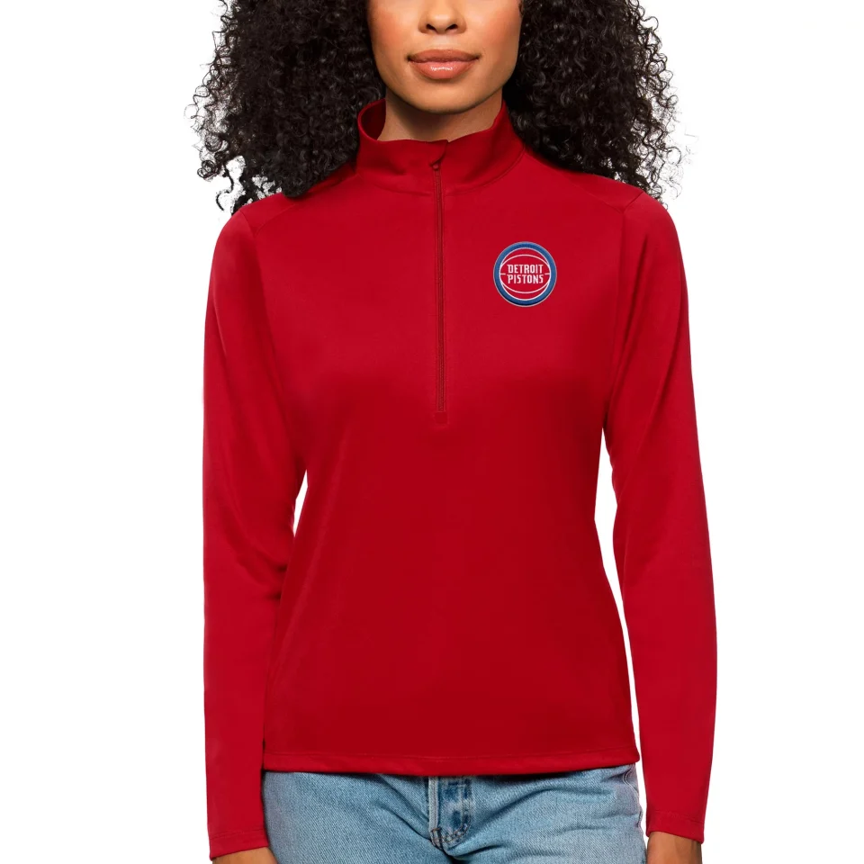 Durable Women's Antigua Red Detroit Pistons Tribute Half-Zip Top
