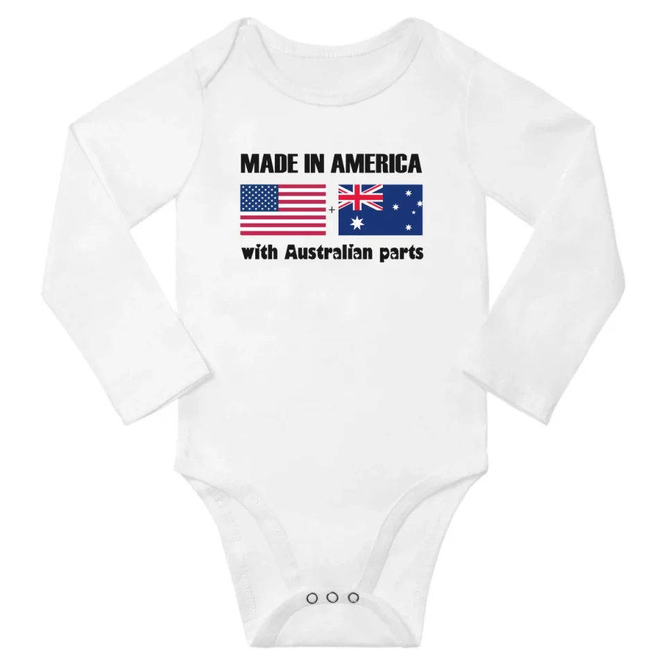 Versatile Made in America With Australian Parts Baby Long Sleeve Romper (White, 18 Months)