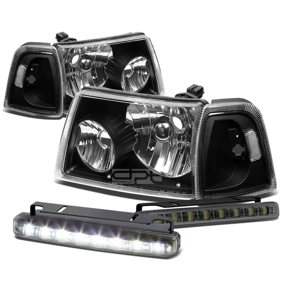 Travel BLACK HOUSING HEAD+CLEAR CORNER+SMOKED LED FOG LIGHT KIT 01-11 D RANGER