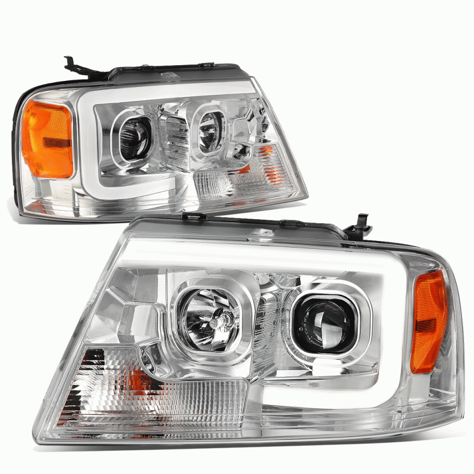 Wooden 04-08 d F150 Mark LT LED DRL Projector Headlight Headlamp Chrome/ Amber