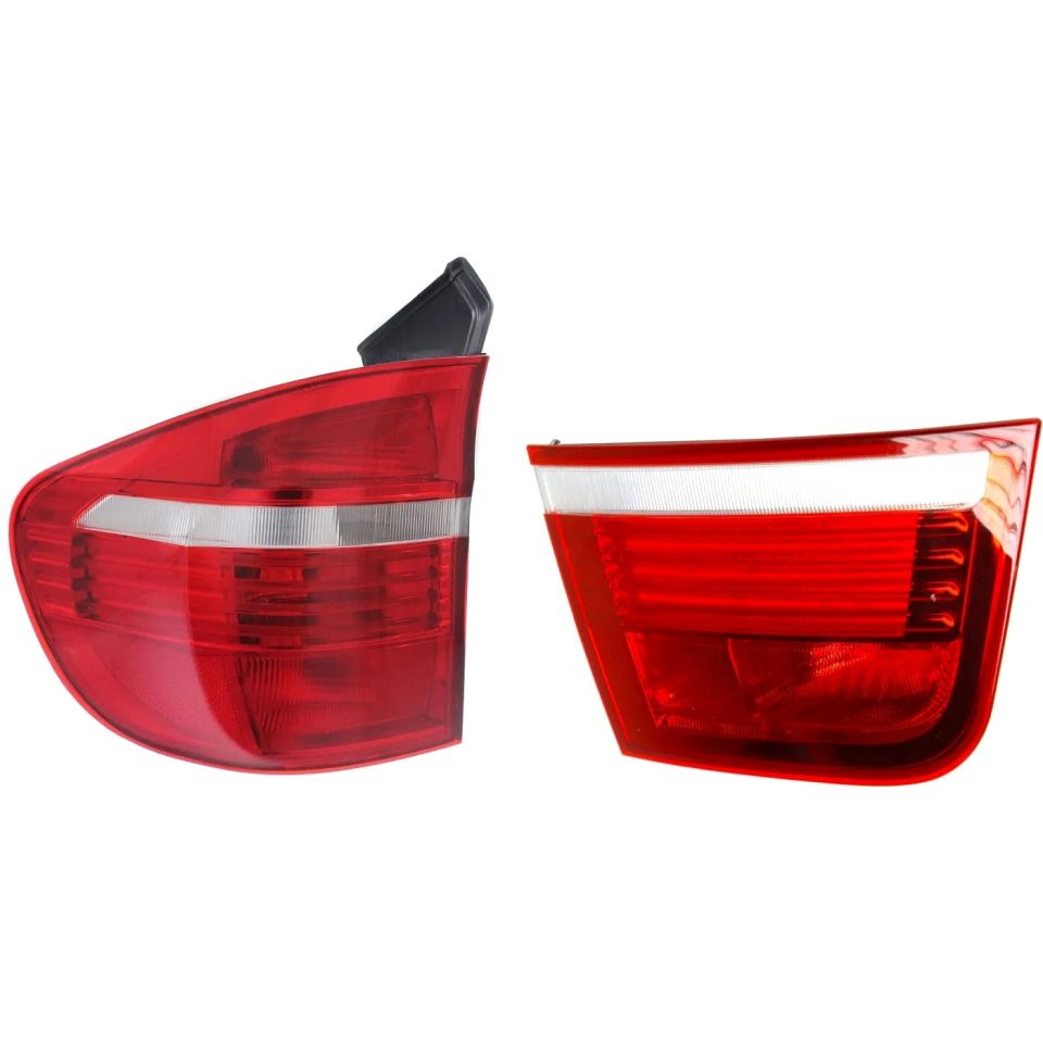 Matte Tail Light Set For 2007-2010 BMW X5 Left Inner and Outer Clear/Red Halogen
