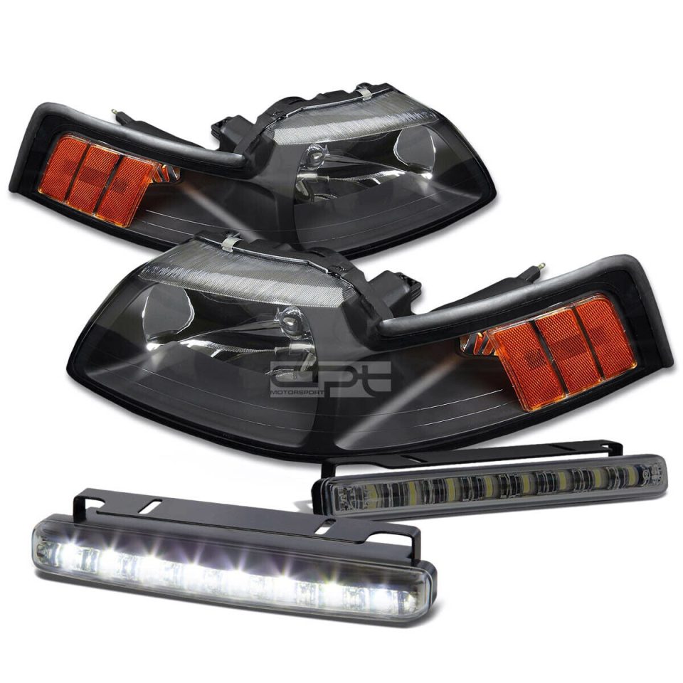 Kitchen BLACK HOUSING HEAD+AMBER CORNER+SMOKED LED FOG LIGHT KIT 99-04 D MUSTANG