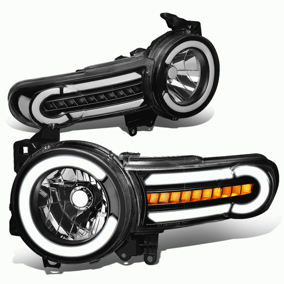Value 07-14 FJ Cruiser LED DRL+Sequential Turn Signal Headlight Lamps Black/Clear